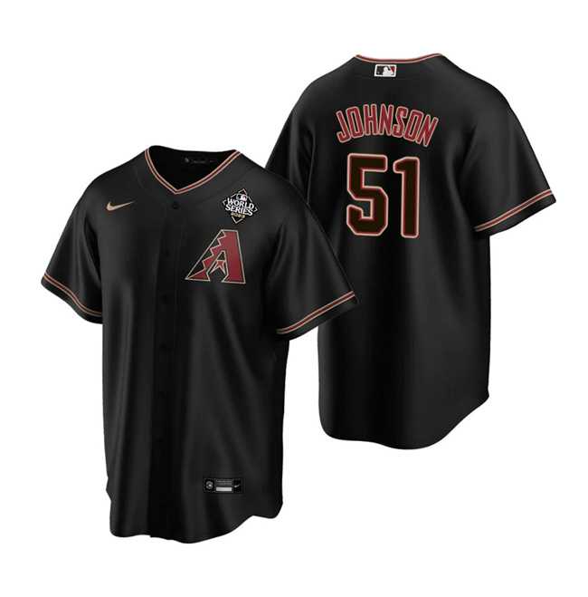Mens Arizona Diamondbacks #51 Randy Johnson Black 2023 World Series Cool Base Stitched Jersey Dzhi